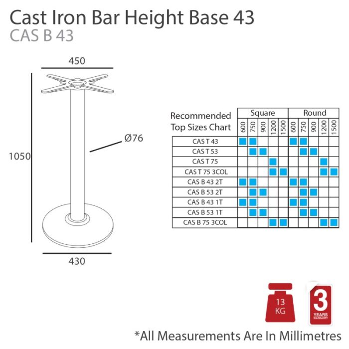 MA Cast Iron Round Bar Table