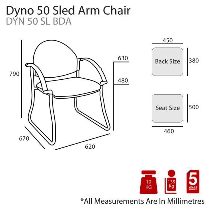 MA Dino 50 Chrome Sled Base Arm Chair