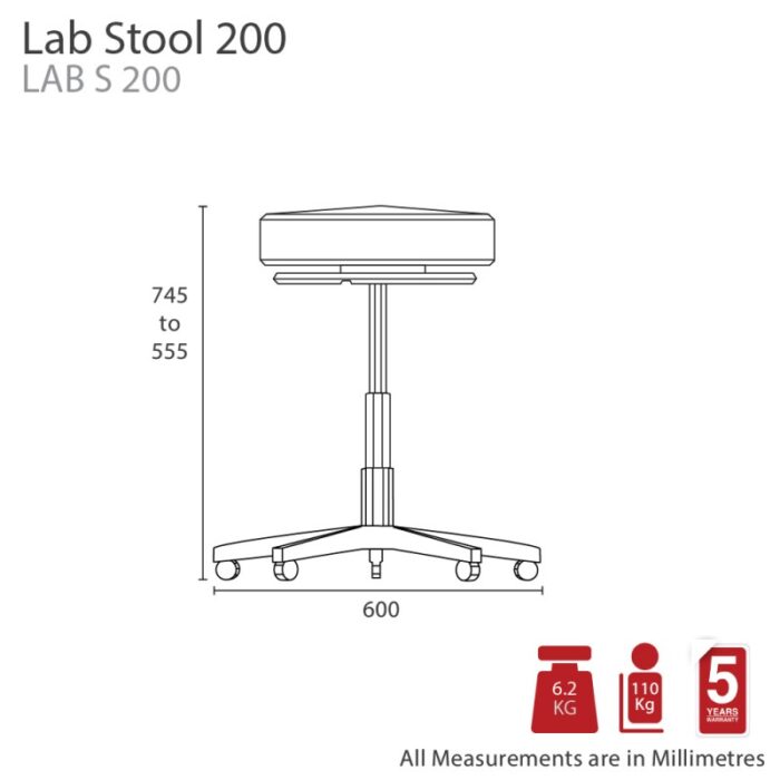 MA Lab Stool With Ring Lever