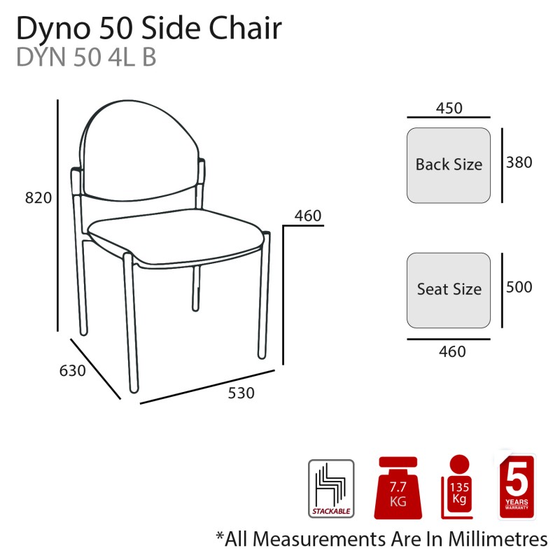 MA Dino 50 Stackable Chrome Base Side Chair