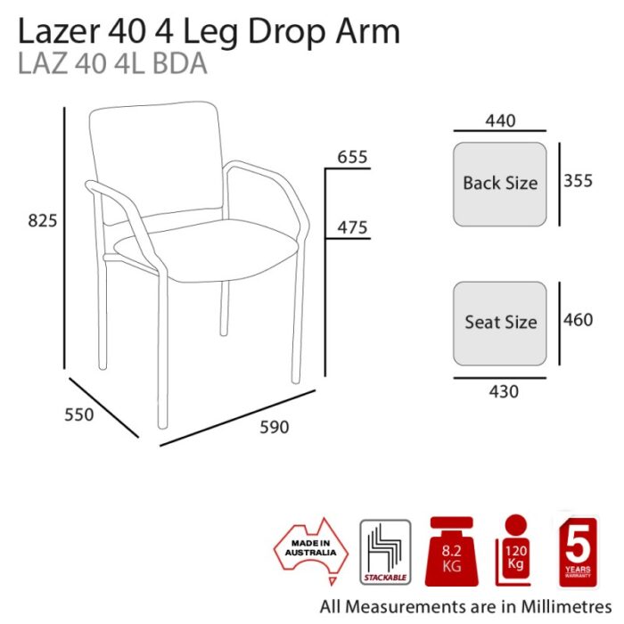 MA Lazer Drop Stackable Fabric Upholstered Armchair