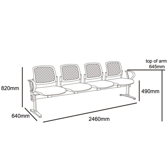 MA Dyno 60 Upholstered Seat and Mesh Back Beam Seating