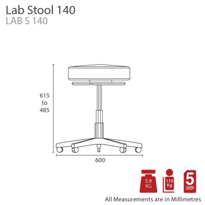 MA Lab Stool With Ring Lever