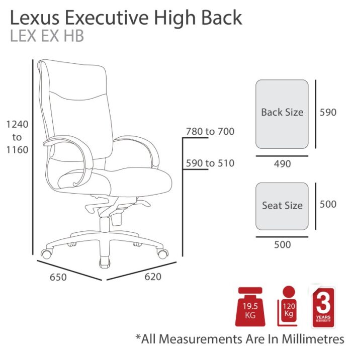 MA Lexus Executive High Back PU chair