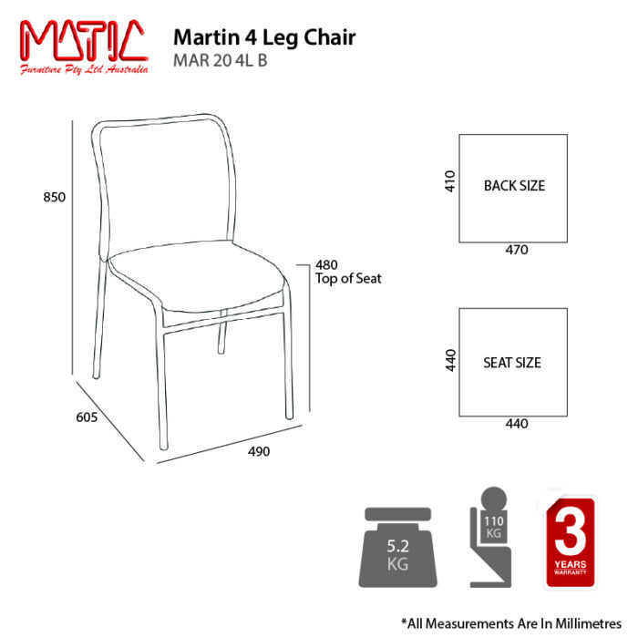 MA Martin Chrome Leg Stackable Meshback Chair