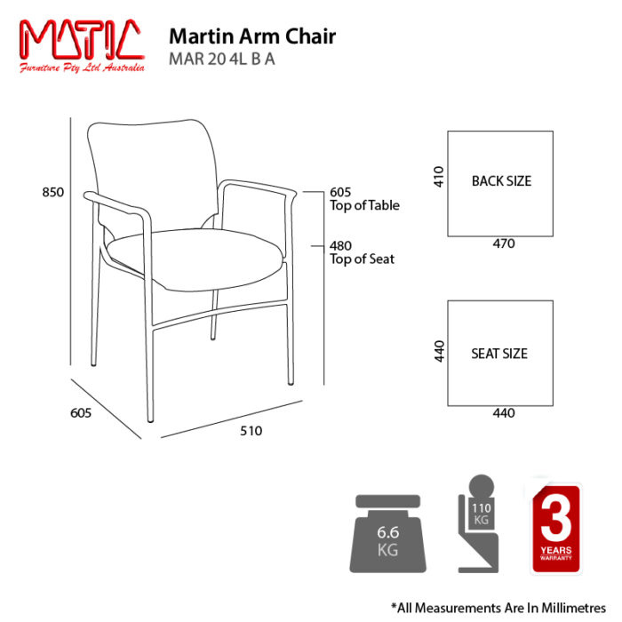 MA Martin Chrome Leg Stackable Meshback Arm Chair