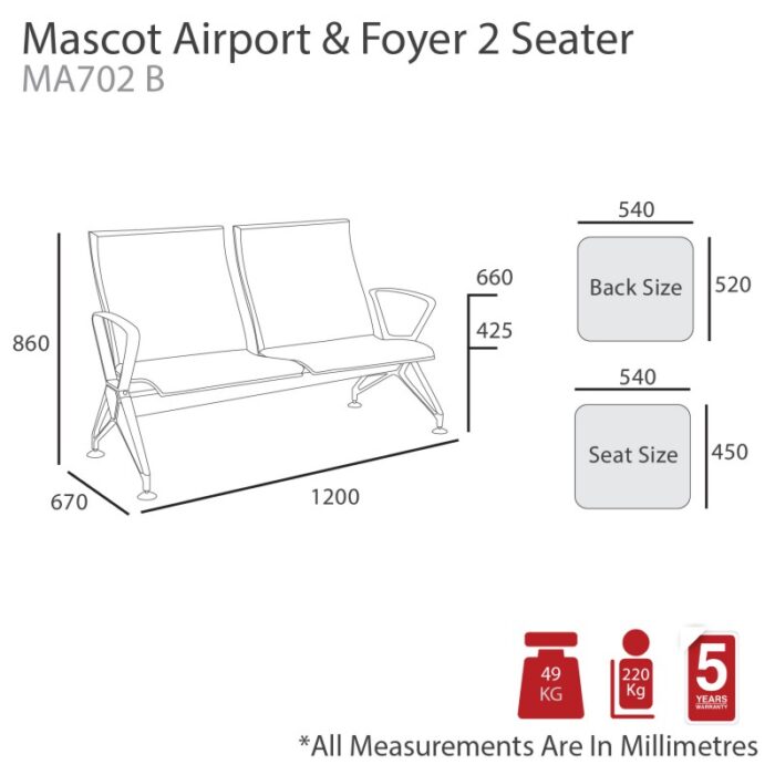 MA Mascot Airport Upholstered Beam Seating