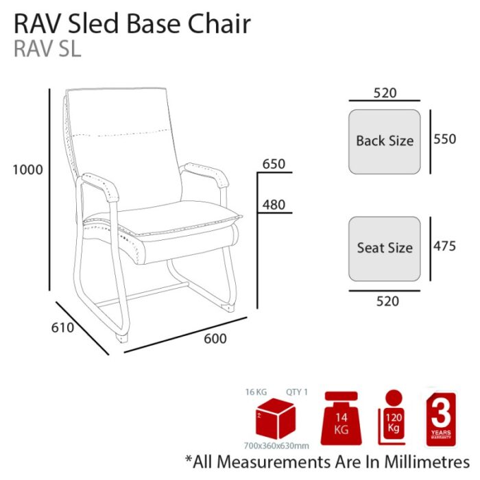 MA Rav Chrome Sled Base PU Arm Chair