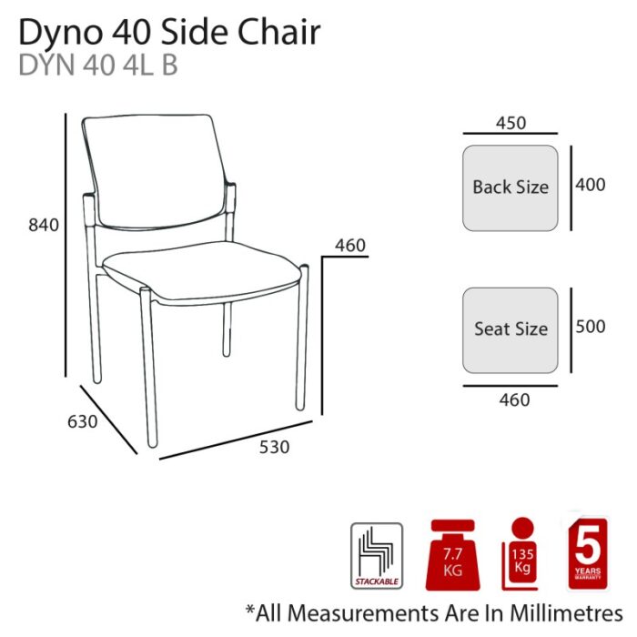 MA Dino 40 Stackable Chrome Base Side Chair