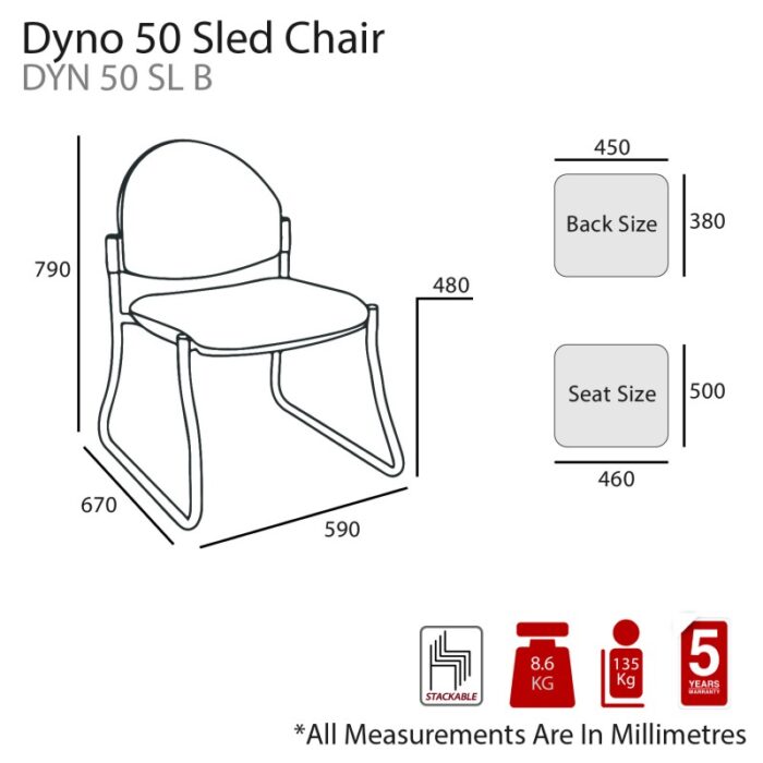 MA Dino 50 Stackable Black Sled Base Chair