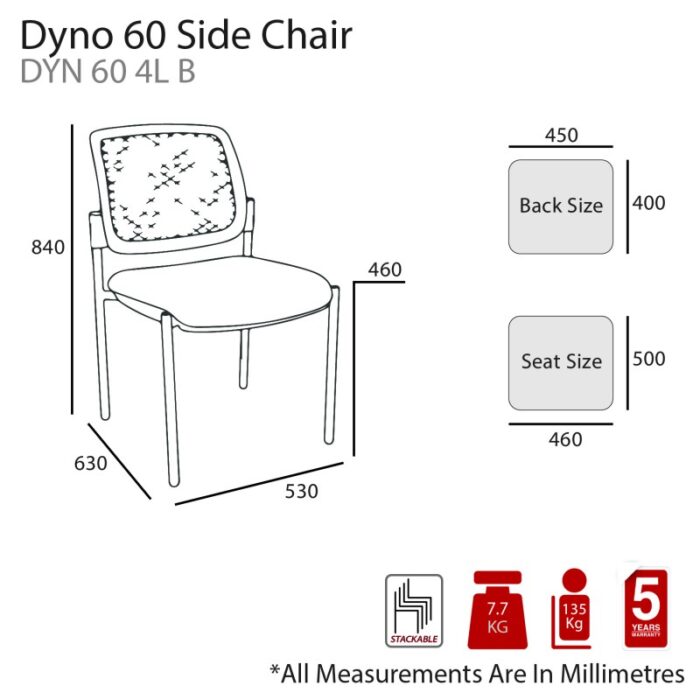 MA Dino 60 Stackable Chrome Base Side Chair