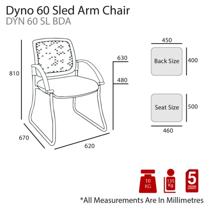 MA Dino 60 Stackable Black Sled Base Chair