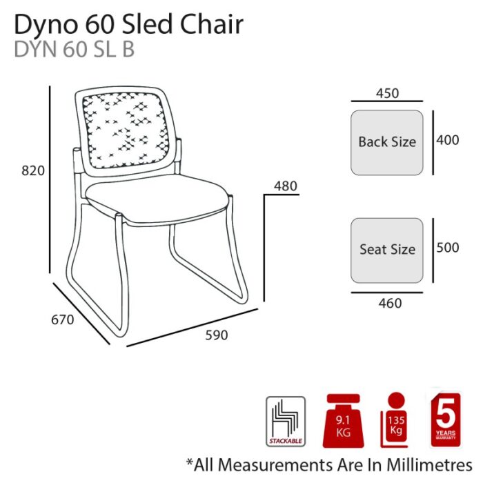 MA Dino 60 Stackable Black Sled Base Chair